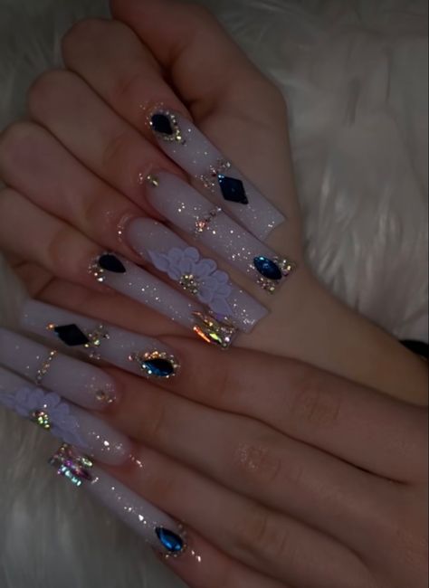 Long Exotic Nail Designs, Nails For Baddies, Exotic Nail Designs, Acrylic Inspiration, Princess Nails, Set Nails, Emerald Nails, Aqua Nails, Glitter Nails Acrylic