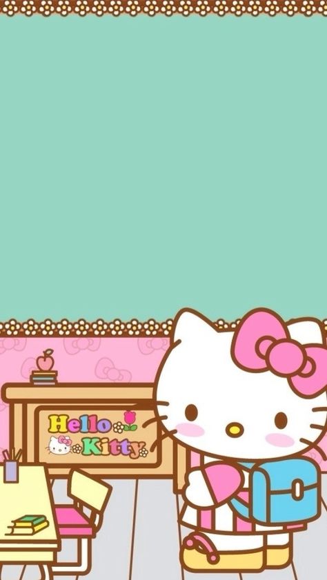 school kitty Back To School Wallpaper, Hello Kitty School, Wallpaper Tumblr Lockscreen, Pom Purin, Hello Kitty Baby, Hello Kitty Makeup, Kitty Clothes, Kitty Images, Kitty Stuff