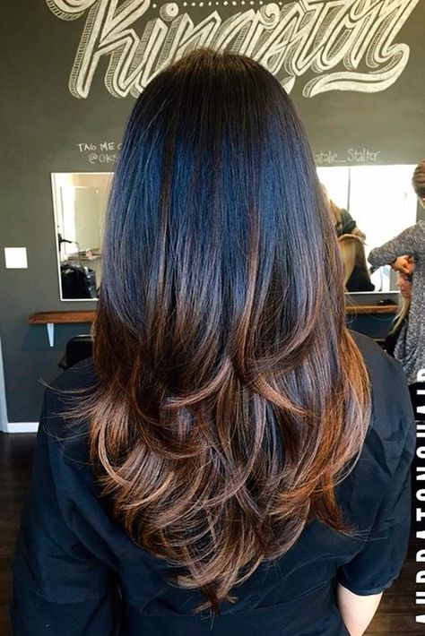 Hottest Brown Ombre Hair Ideas ★ See more: http://glaminati.com/brown-ombre-hair-ideas/ Haircuts For Long Hair With Layers, Long Layered Haircuts, Long Layered Hair, Haircuts For Long Hair, Long Straight Hair, Dark Brown Hair, Long Hair Cuts, Layered Haircuts, Layered Hair