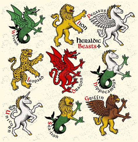 Heraldry Design, Medieval Dragon, Myths & Monsters, Art Appliqué, Dragon Illustration, Banner Printing, Medieval Art, Medieval Fantasy, 로고 디자인