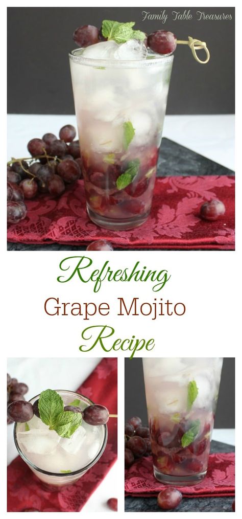 Refreshing Grape Mojito Recipe - Family Table Treasures Grape Mojito, Mocktails Recipes, Mojito Recipes, Bar Tender, Mint Simple Syrup, Most Popular Cocktails, Strawberry Mojito, Summer Bash, Popular Cocktails