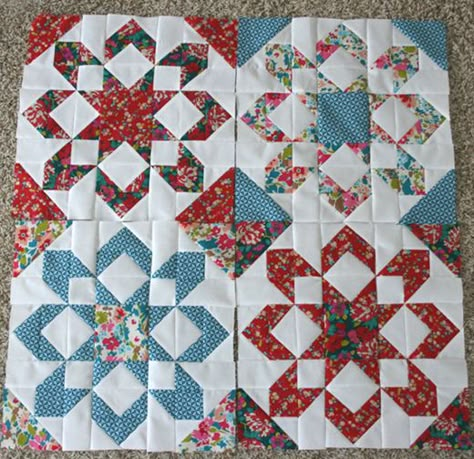 Fireworks Quilt Block by Hopeful Homemaker The Fireworks quilt block is the perfect choice if you want to make a larger block rather than several smaller blocks. The quilt block itself does not contai Fireworks Quilt, Vintage Quilts Patterns, Tshirt Quilt, Star Quilt Blocks, Star Quilt Patterns, Quilt Block Tutorial, Triangle Quilt, Quilt Block Pattern, Star Quilts