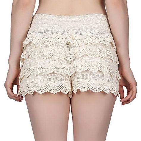 Crochet Scallop, Womens Lace Shorts, Crochet Lace Shorts, Panty Girdle, Eyelet Shorts, Crochet Shorts, Scallop Hem, Lemon Tree, Lingerie Outfits