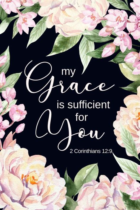 Bible Verse Art 2 Corinthians 12:9 Watercolor Handlettering Bible inspirations His Grace Is Sufficient, Bible Verse Calligraphy, My Grace Is Sufficient, Watercolor Hand Lettering, I Love You Lord, Bible Verses About Strength, Calligraphy Print, Verses Wallpaper, My Power