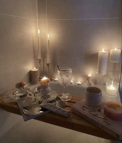 Candlelit bath aesthetic, relaxation meditation mindfulness, luxury aesthetic Meditate Aesthetic, Candlelit Bath, Winter Bath, Bath Aesthetic, Midsize Style, Cosy Winter, Relaxation Meditation, Luxury Aesthetic, Business Inspiration