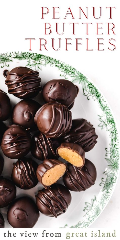 Peanut Butter Truffles Peanut Butter Chocolate Truffles, Boozy Peanut Butter Balls, Buttercream Truffles Recipe, Chocolate Filling For Chocolates, Bonbon Filling, Reese's Recipes, Marzipan Recipe, Truffle Recipes, Island Recipes