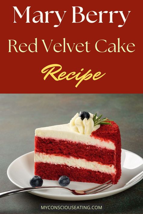 Mary Berry's Red Velvet Cake is a recipe I hold dear for its deep, velvety texture and exquisite taste. The cream cheese frosting complements it perfectly, making it a luxurious treat for any celebration. It's a show-stopping cake that's sure to delight everyone who takes a bite! #MaryBerryRedVelvetCake #CakeRecipe Red Velvet Cake Mary Berry, Cherry Red Velvet Cake, Christmas Red Velvet Cake, Marry Berry Recipes, Best Red Velvet Cake Recipe, Cake Ingredients List, Red Velvet Cake Decoration, Red Velvet Cake Recipe Easy, Mary Berry Cakes