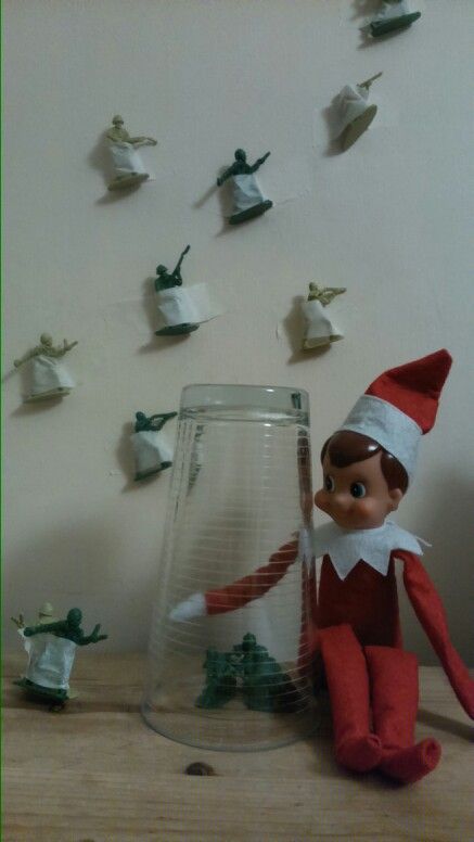 Revenge on the army men ;) Elf On The Shelf Army Men, Elf Magic, The Elf, Christmas Elf, Christmas Projects, Kids Christmas, Elf On The Shelf, More Fun, Peppermint