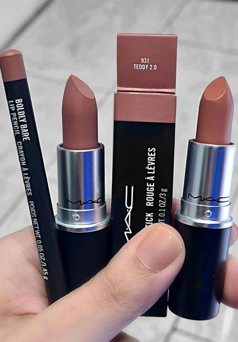 Politely Pink vs Bosom Friend MAC Mac Lipstick Velvet Teddy, Mac Makeup Lipstick, Mac Lipstick Colors, Mac Lipstick Swatches, Mac Lipstick Shades, Mac Velvet Teddy, Velvet Teddy, Lipstick Swatches, Mac Lipstick