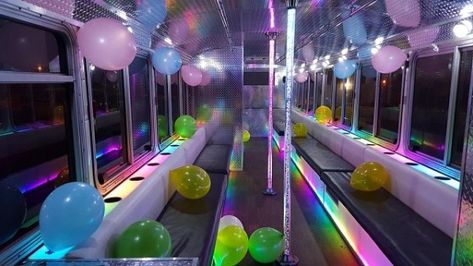 Black Diamond Party Bus Balloons Party Bus Decorations Ideas, Party Bus Decorations, Diy Party Bus, Party Bus Games, Party Bus Ideas, Bus Decorations, Kids Party Bus, Party Trailer, Bus Business