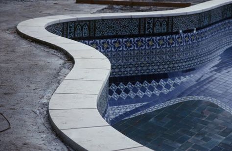 Limestone coping | curved limestone pool coping Curved Pool, Pool Coping Tiles, Outdoor Architecture, Pool Inspiration, Granite And Marble, Pool Remodel, Pool Fashion, Pool Installation, Pool Coping