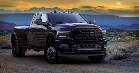 2020 Ram 2500 and 3500 heavy-duty pickups' top Limited trim adds the monochromatic package for $1295, bringing a Limited Black Edition's starting price to $64,440. Ram 3500 Dually, 240z Datsun, 5th Wheel Camper, Cummins Turbo Diesel, Electric Pickup, Dually Trucks, Black Truck, Dodge Pickup, Ram Truck