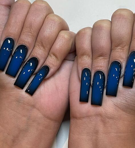 Deep Blue Nails, Blue Aura Nails, Vanessa Nails, Ballerina Nails Designs, Aura Nails, Acrylic Toe Nails, Super Cute Nails, Blue Aura, Long Acrylic Nail Designs