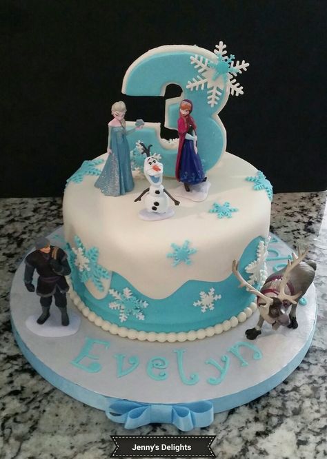 Frozen Themed Fondant Cake with Elsa, Anna, Olaf, Sven, and Cristoph!! Cake With Elsa, Frozen Fondant Cake, Frozen Fondant, Elsa Torte, Frozen Birthday Party Cake, Frozen Themed Birthday Cake, Pastel Frozen, Elsa Birthday Party, Frozen Bday Party