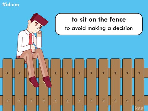 NEW IDIOM: sit on the fence Example: ‘You should make a decision; you cannot sit on the fence.’ #vocabulary #idiom #English #learnEnglish Esl Adults, English Everyday, English Expressions, Idiomatic Expressions, English Phrases Idioms, Idioms And Phrases, Phrasal Verbs, Make A Decision, Good Vocabulary Words