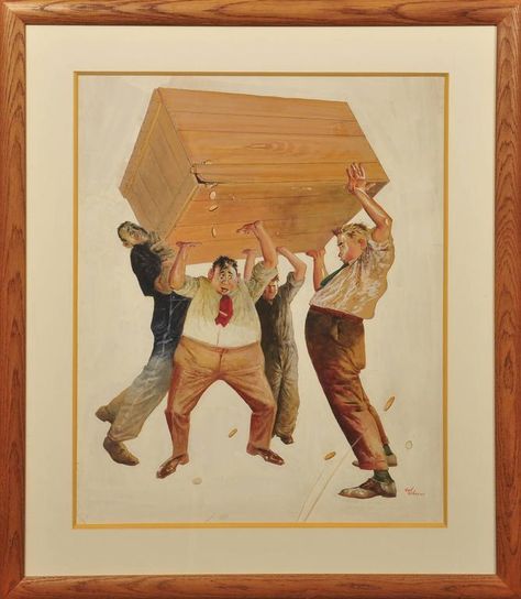 Earl Blossom, Men Holding Up a Box Head Pose, Character Poses, A Box, Blossom, Art Painting, Baseball Cards, Drawings, For Sale, Art