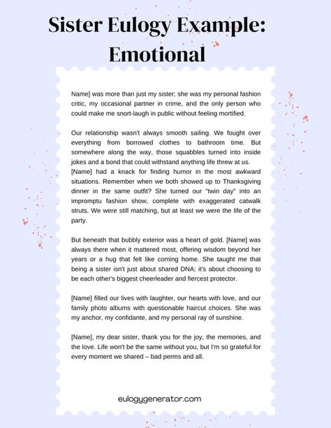 A Guide on Writing a Eulogy for Your Sister Eulogy For Sister, Sister Eulogy, Eulogy Examples, Writing A Eulogy, On Writing, Inside Jokes, Bestselling Author, First Love, Blog Posts