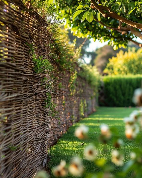 Branch Fence, Wattle Fence, Flexible Wood, Rustic Elegant Wedding, Ways To Recycle, Diy Yard, Flower Display, Home Repairs, Rustic Gardens