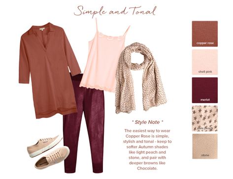 Colour of the month – Copper Rose Kettlewell Autumn, Soft Autumn Deep, Autumn Deep, Soft Autumn Palette, Soft Autumn Color Palette, Groovy Fashion, Autumn Palette, Warm Colours, Wardrobe Planning