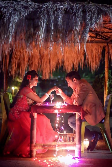 Love Story Shot - Bride and Groom in Nice Outfits. Best Locations WeddingNet #weddingnet #indianwedding #lovestory #photoshoot #inspiration #couple #love #destination #location #places FOLLOW OUR INSTAGRAM @WEDDINGNET Bon Fire Photoshoot, Couple Dinner Photography, Photo Possess, Diwali Poses, Dinner Couple, Haldi Poses For Bride, Haldi Poses, Bon Fire, Pre Wedding Photoshoot Props