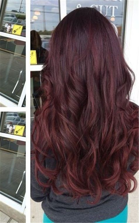 45 Best Burgundy Hair Color And Designs For Your Inspiration - Women Fashion Lifestyle Blog Shinecoco.com Auburn Plum Hair, Dark Red Hair Color, Red Ombre Hair, Plum Hair, Fall Hair Color Ideas, Hair Color Burgundy, Dark Red Hair, Hair Color For Women, Peinados Fáciles Para Cabello Corto