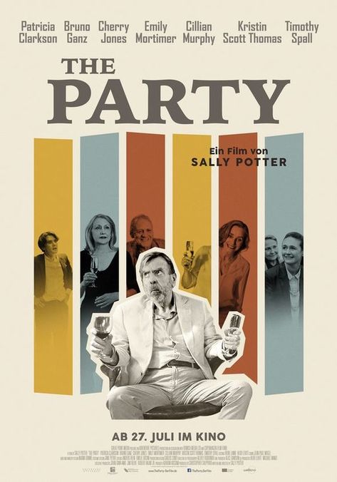 The Party (2017) Bruno Ganz, Cv Inspiration, Kristin Scott Thomas, Film Poster Design, Movie Posters Design, Cinema Film, Cinema Posters, Collage Poster, Collage Design