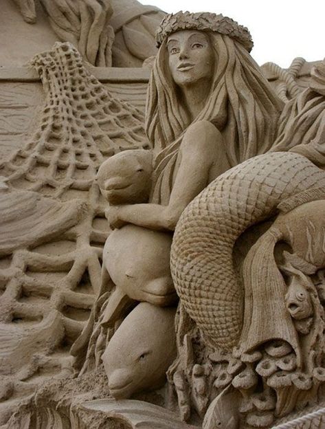 60 Stunning Examples of Sand Sculptures - Bored Art Sand Sculpture, Sand Castles, Ice Art, Snow Sculptures, Sand Sculptures, Mermaids And Mermen, Ice Sculptures, Grain Of Sand, Sand And Water