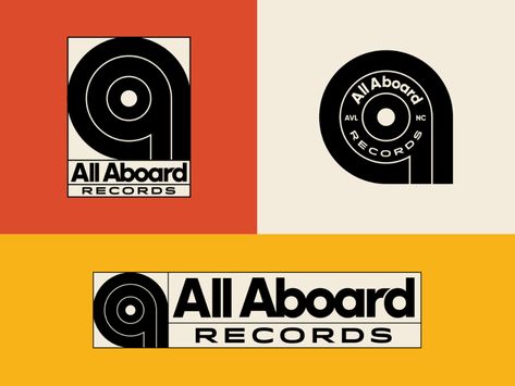 All Aboard Records Logo System by Logan Hall on Dribbble Logo System, Record Label Logo, Typography Shirt Design, Destination Branding, Music Logo Design, Vinyl Store, Artist Logo, Music Logo, Music Labels