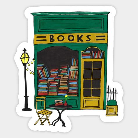 Bookstore by jenblove Charming Bookstore, Bookstore Sticker, Kindle Stickers, Phone Stickers, Journal Quotes, House Book, Sticker Cute, Reading Journal, Small Magnets