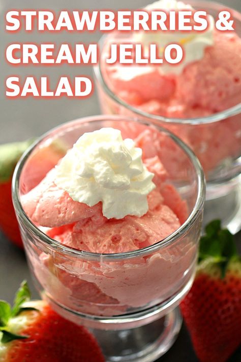 Cream Jello, Dessert Salad Recipes, Jello Dessert, Salad Cream, Fluff Desserts, Jello Desserts, Six Sisters Stuff, Ham Salad, Strawberry Jello