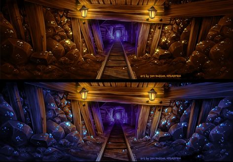 ArtStation - All Mine! Gold/Diamond assets, Jen Dutton Crystal Mine Concept Art, Gold Mine Illustration, Gold Miner Game, Mine Illustration, Miner Game, Diamond Mine, Gold Miners, Minecraft Medieval, Magic Bottles