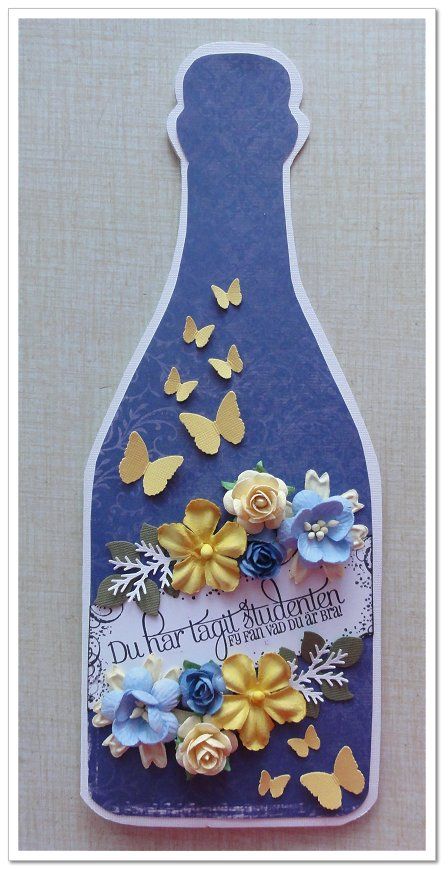 Student Kort, Christmas Scrapbook, Champagne Bottle, Scrapbook Cards, Diy Cards, Card Art, Card Craft, Making Ideas, Cards Handmade