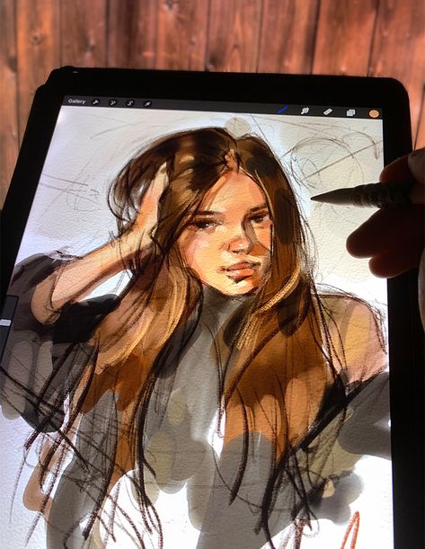 Pro Create Drawings Of People, Procreate Human Drawing, Procreate Illustration People, Realistic Procreate Drawings, Procreate People, Watercolor Illustration Tutorial, Procreate Dreams, Procreate Sketches, Procreate Process