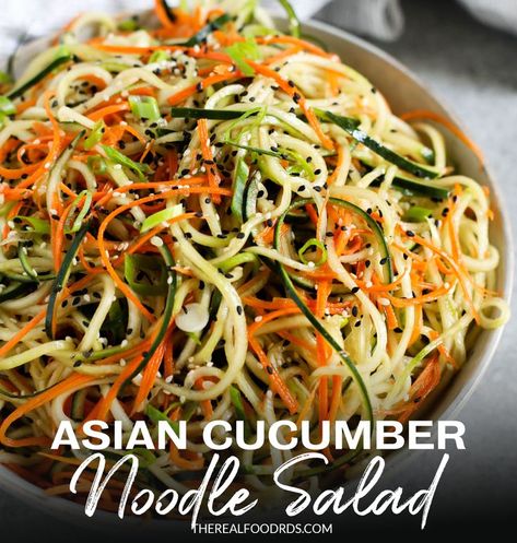 Cucumber Noodle Salad, Summer Side Dishes Recipes, Cucumber Noodles, Real Food Dietitians, Paleo Side Dishes, Paleo Sides, Summer Side Dish, Whole 30 Approved, Summer Side Dishes