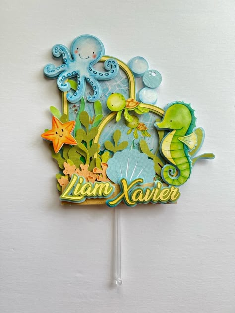 Under Sea Birthday, Under Sea Party, Under Sea Cake, Butterfly Fairy Party, Under The Sea Cake Topper, Sea Cake Topper, Baby Boy Cake Topper, Under The Sea Crafts, Moana Bebe