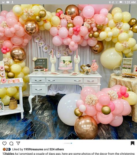 Pink Birthday Decorations, Event Decorations, Yellow Decor, Baby Shower Flowers, Pink Balloons, Gold Balloons, 3rd Baby, Pink Birthday, Pink Decor