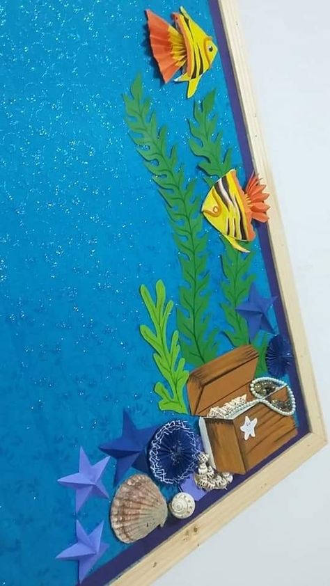 Ocean Theme Board Decoration, Water Paper Craft, Ocean Decorations For The Classroom, Ocean Theme Classroom, Preschool Decor, School Board Decoration, Montessori Art, Preschool Classroom Decor, Sea Decor