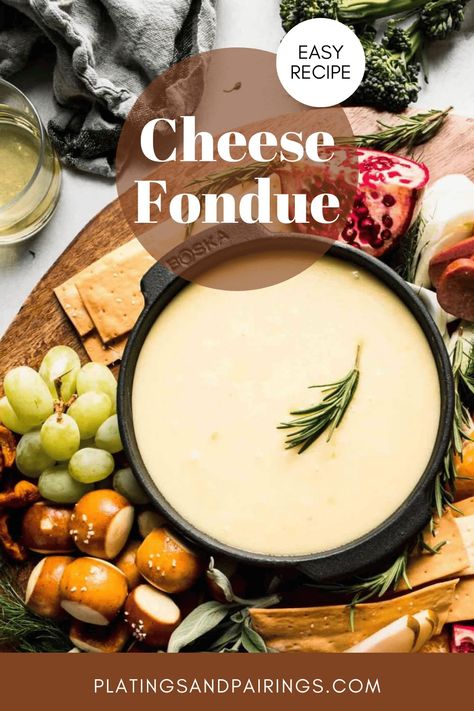 Learn how to make Cheese Fondue at home with this classic, easy recipe. This is the best appetizer to serve at parties because it can be made in just 15-minutes and everybody loves it! // Melting pot // Meat // Broth // Beer cheese // Keto // Easy cheese Fondue Cheese Sauce, Goat Cheese Fondue Recipes, Cheese For Fondue, How To Make Fondue Cheese, Humboldt Fog Cheese Recipes, Fondue Oil Recipes Meat, Cheese Fondue With Wine, Beer Fondue Recipes, Cheese Fondue Without Alcohol