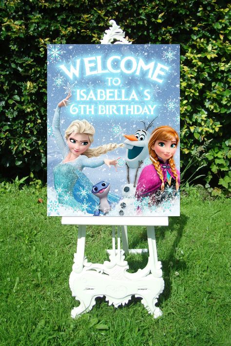 Frozen Welcome Sign, Frozen Decoration Ideas, Frozen Party Printables, Frozen Crafts, Disney Frozen Birthday Party, Disney Frozen Birthday, Frozen Themed Birthday Party, Birthday Welcome Sign, Party Welcome Sign