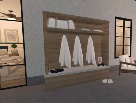 Bloxburg Wall Design Ideas, Bloxburg Yoga Room Ideas, Bloxburg Dressing Room Ideas, Extra Rooms In House Ideas Bloxburg, Workout Room Bloxburg, Spa Room Bloxburg, Indoor Pool Bloxburg, Bloxburg Spa Room Ideas, Bloxburg Hotel Check In