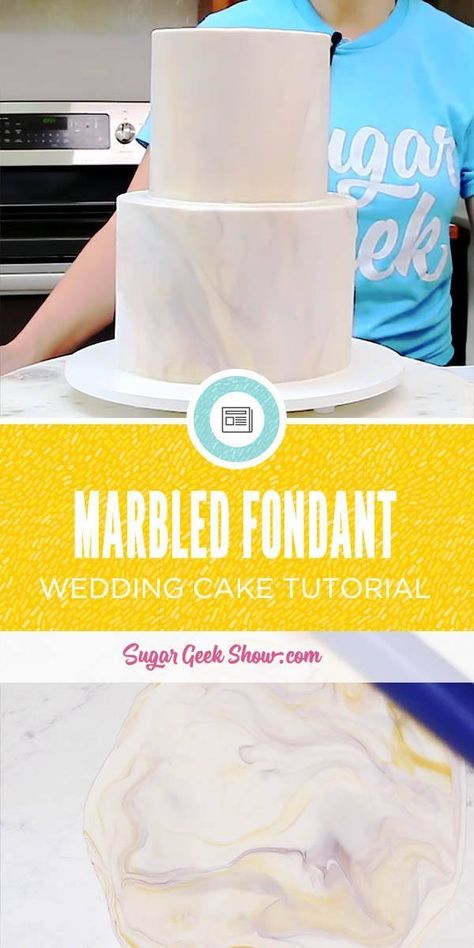 How to make a marbled fondant wedding cake, how to use straw cake supports and how to stack the marbled fondant wedding cake. You won't believe how easy it is to make a realistic marble texture on your cake! It's alllll about that color baby <3 Marbling Fondant Tutorial, How To Make Marble Fondant, How To Marble Fondant, Marble Fondant, Marbled Fondant, Marbled Cake, Wedding Cake Tutorial, Fondant Cake Tutorial, Sugar Geek