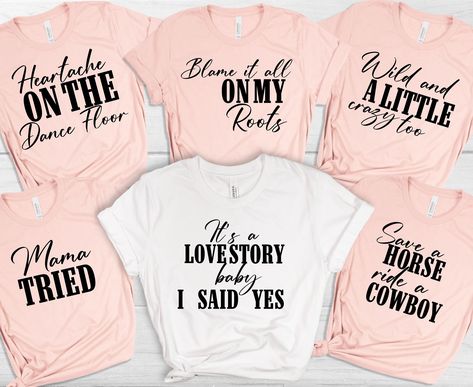 Bachelorette Party Western, Country Bachelorette Parties, 90s Country Music, Country Bachelorette, Western Themed Wedding, Nashville Bachelorette Party, Bachelorette Tshirts, Country Music Shirt, Family Birthday Shirts