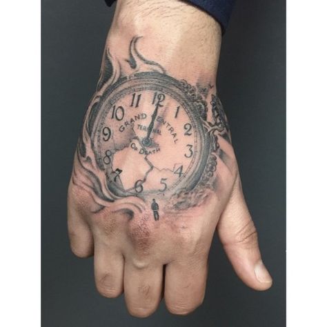 05 Clock Hand Tattoo Clock Hand Tattoo, Tatto Clock, Clock Tattoos, Watch Tattoo Design, Pocket Watch Tattoos, Dragon Tattoo Back Piece, Knuckle Tattoos, Clock Tattoo Design, Dragon Sleeve Tattoos