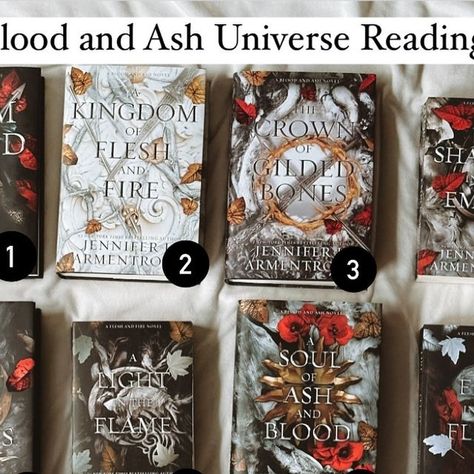 sheridan rossi’s library on Instagram: "Save this post!! 📚 UPDATED From Blood and Ash / Flesh and Fire series recommended reading order!

If you want a series that will make you fall in love with the characters and will live in your head rent free… look no further. 

🩸Vampires, wolves, gods, monsters, and dragons!
🌶️ spiccyyyyyyyyy yes ma’am
🗡️Stabby, badass FMC’s
🌙”Chosen One” trope
♾️ Multiverse series crossover set up in the end…

@1001darknights_blueboxpress @jennifer_l_armentrout #frombloodandash" From Blood And Ash Reading Order, Flesh And Fire, From Blood And Ash, Blood And Ash, Reading Recommendations, In The End, Wolves, Crossover, Fall In Love