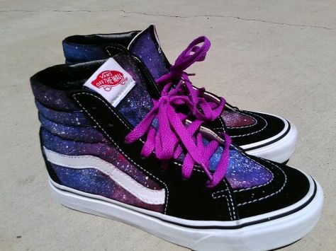 Galaxy Sk8 Hi Vans Diy Goth Clothes, Vans High Tops, Michael Jordan Photos, Beautiful Galaxy, Galaxy Converse, Galaxy Vans, Sk8 Hi Vans, Vans High, Vans Store