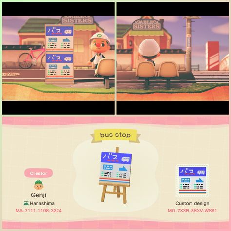 Acnh Bus Stop Sign, Acnh Bus Stop Code, Animal Crossing Bus Stop, Acnh Bus Stop, Japan Acnh, Acnh Train, Acnh Layout, Acnh Japanese, Bus Stop Sign