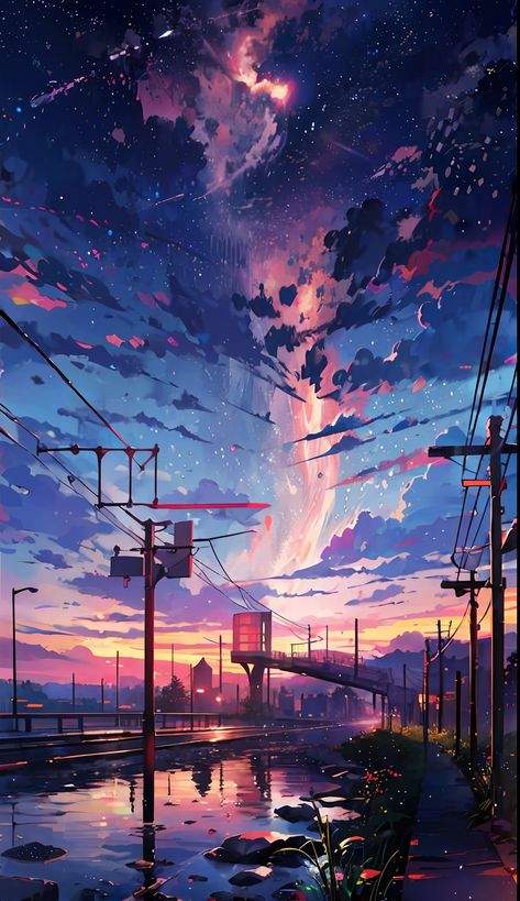 Japanese Wallpaper Iphone, Photo Frame Wallpaper, Night Sky Wallpaper, Landscape Concept, Cool Wallpapers Art, Fantasy Art Landscapes, Landscape Illustration, Pretty Wallpapers Backgrounds, Anime Scenery Wallpaper