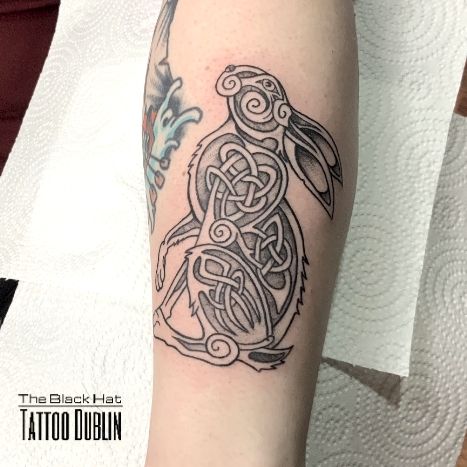 Celtic Rabbit Tattoo, Celtic Hare Tattoo, Celtic Rabbit, Celtic Tattoo Ideas, Irish Hare, Ogham Tattoo, Salmon Tattoo, Celtic Sleeve Tattoos, Irish Tattoo