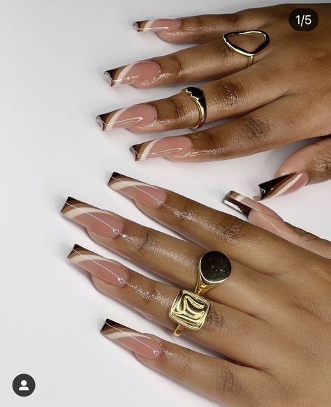 Brown Acrylic Nails, Brown Nails Design, Girly Acrylic Nails, Work Nails, Dope Nail Designs, Fall Acrylic Nails, Classy Acrylic Nails, Long Acrylic Nails Coffin, Pretty Gel Nails