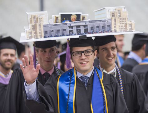 I KNOW THEM! Notre Dame architecture grads wear a replica of "Campus Crossroads" stadium across their caps (credit: South Bend Tribune). Graduation Cap Designs Architecture, Architecture Graduation Cap, Architecture Graduation, Grad Cap Designs, Intercom System, Graduation Leis, Grad Caps, Graduation Cap Designs, Graduation Caps